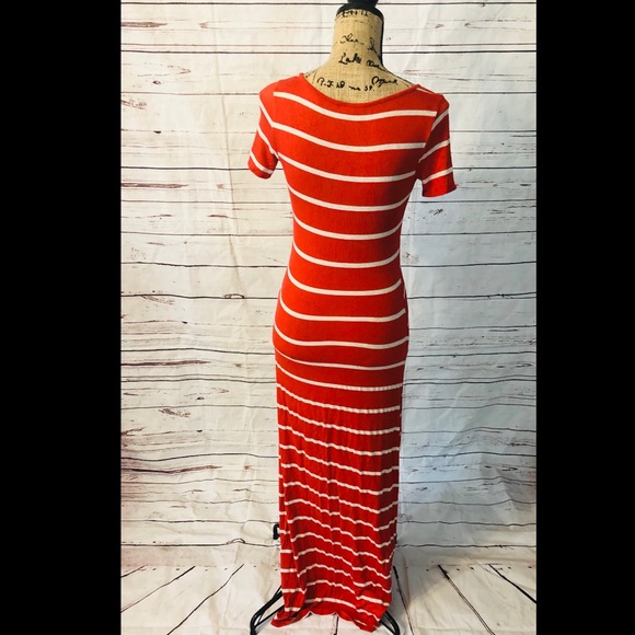 Red And White Striped Maxi Dress - Picture 4 of 4